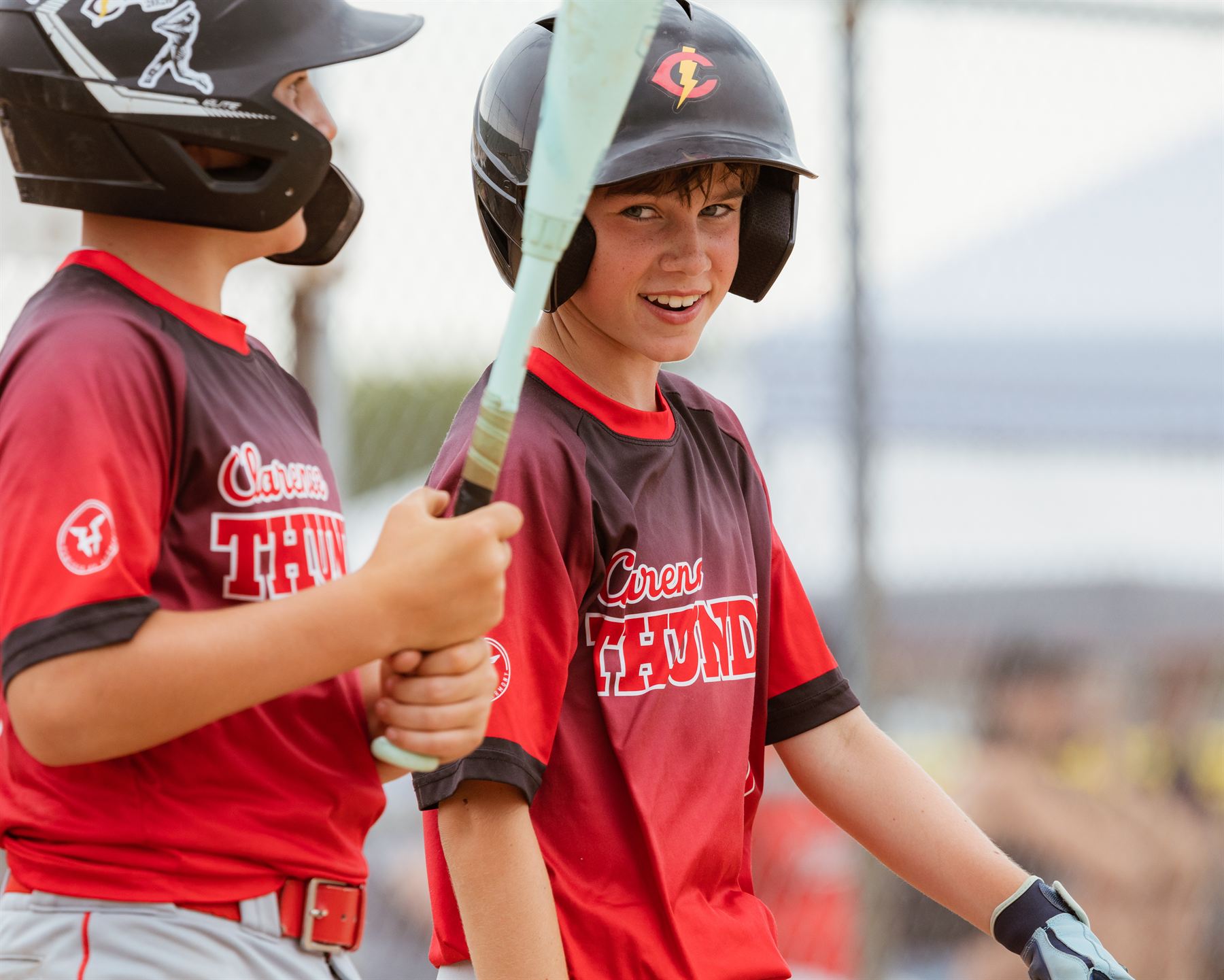 Two Clarence Thunder teammates on deck